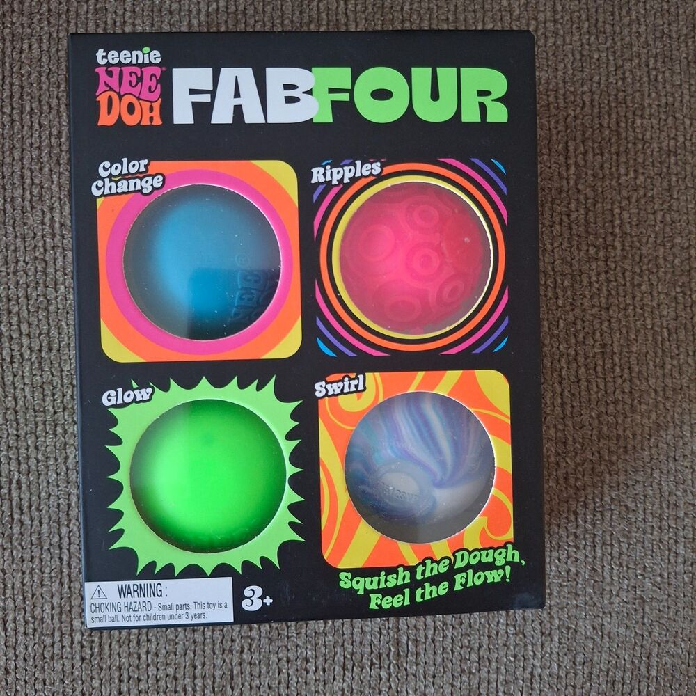 Authentic NEW Needoh Teenie Fab Four 4-Pack Nee Doh SQUISH Set of 4 Colors Vary